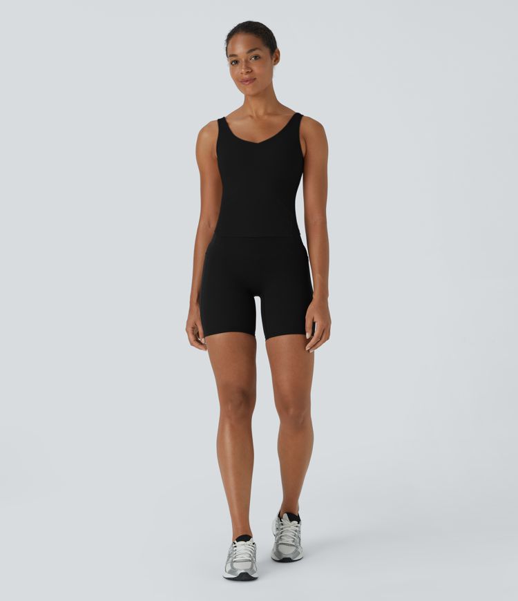 Softlyzero™ Plush Padded V Neck Plain Tank Vest Top Softlyzero™ Plush Padded V Neck Plain Tank Vest Top