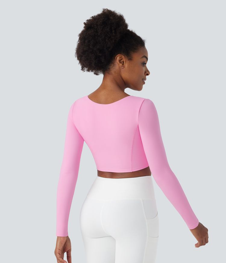 Softlyzero™ Plush Long Sleeve Adjustable Buckle Cropped Yoga Sports Top