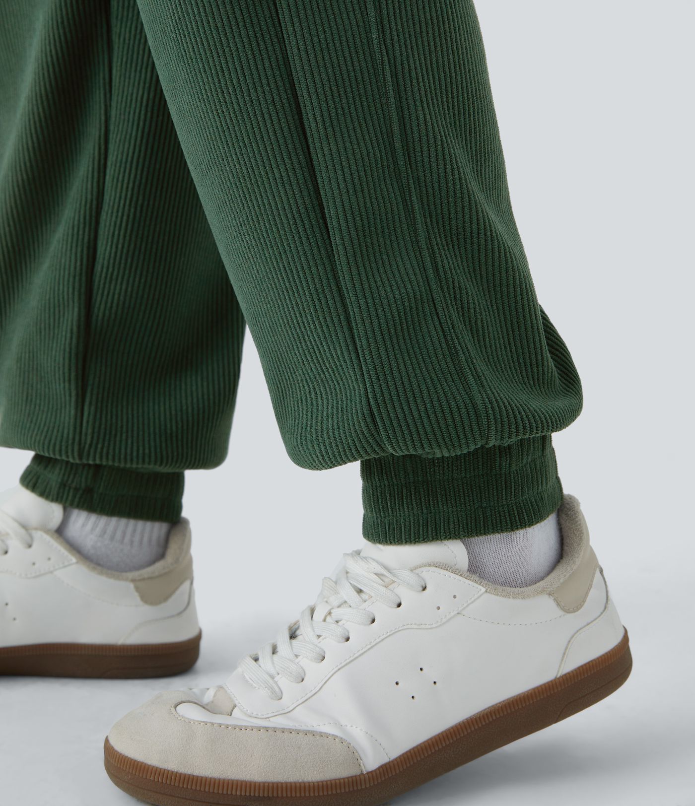 Pantalon de jogging décontracté en velours côtelé à taille haute avec poches latérales