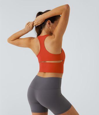 SoftlyZero™ Plush U Neck Racerback Cut Out Cropped Yoga Tank Top