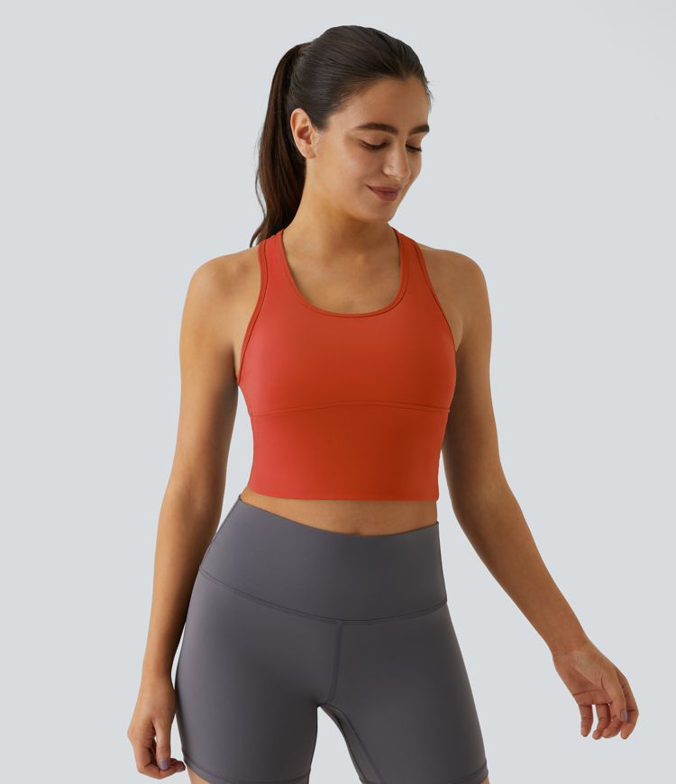 SoftlyZero™ Plush U Neck Racerback Cut Out Cropped Yoga Tank Top