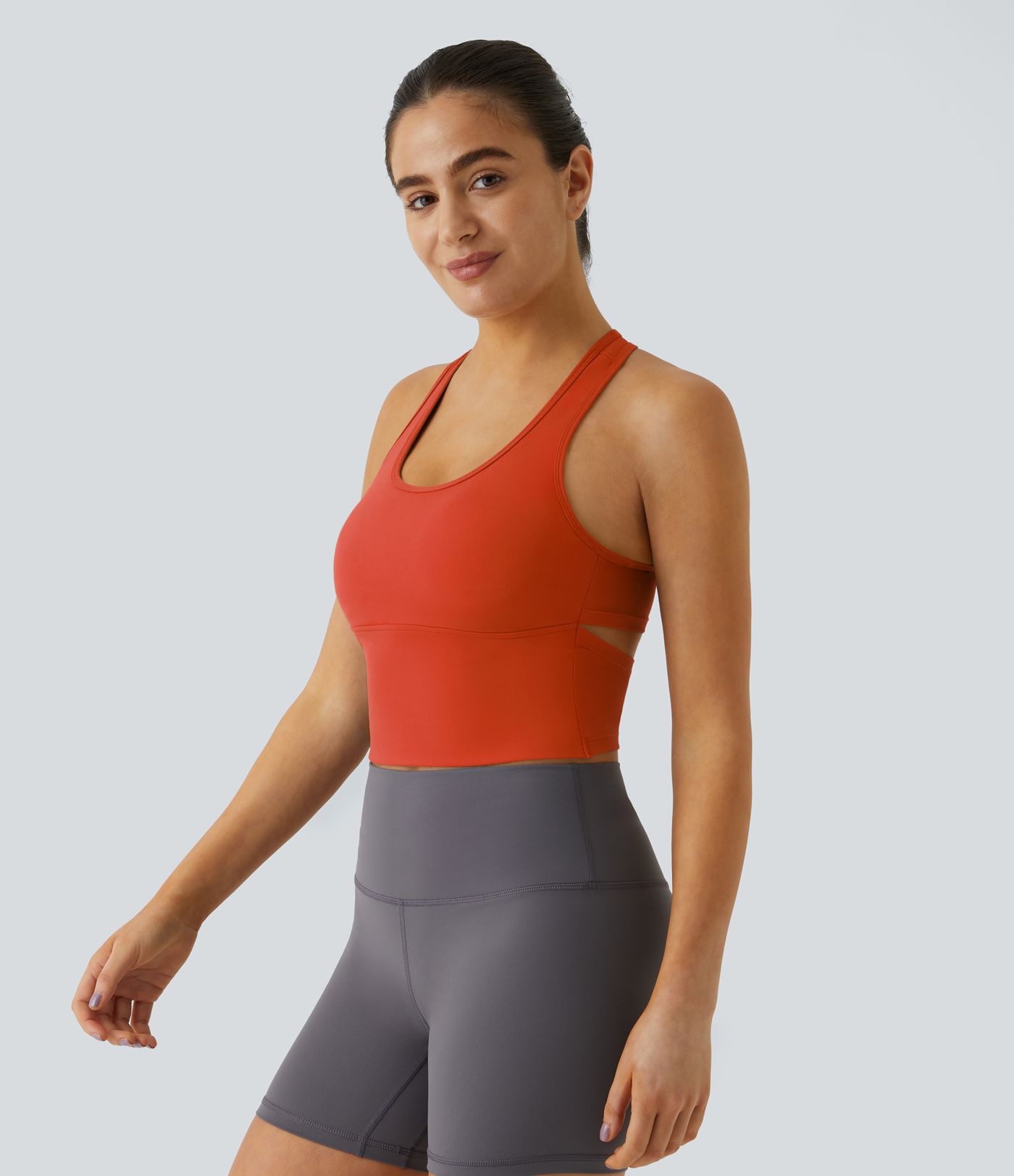 SoftlyZero™ Plush U Neck Racerback Cut Out Cropped Yoga Tank Top