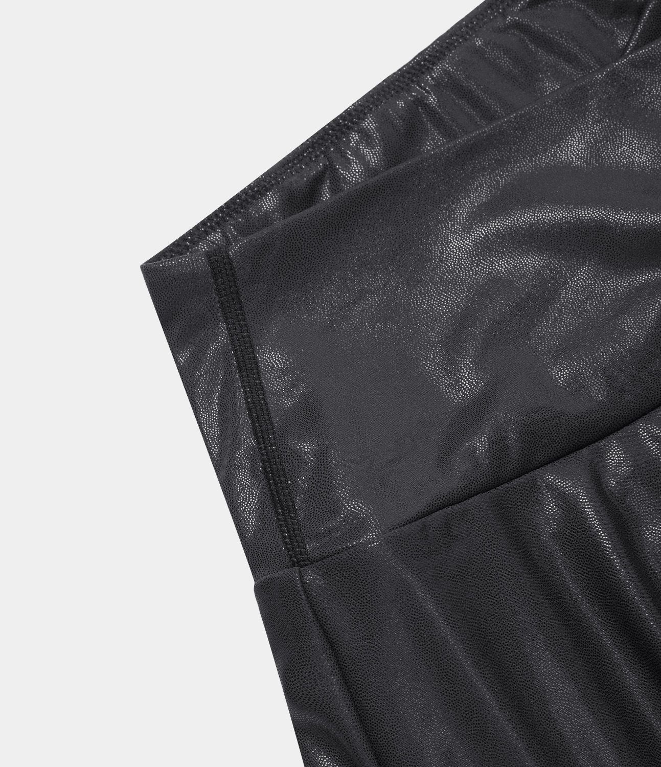 Softlyzero™ Jupe Évasée en Tissu Enduit à Taille Haute Croisée 2 en 1 avec Poches Latérales et Imprimé Métallisé Extensible