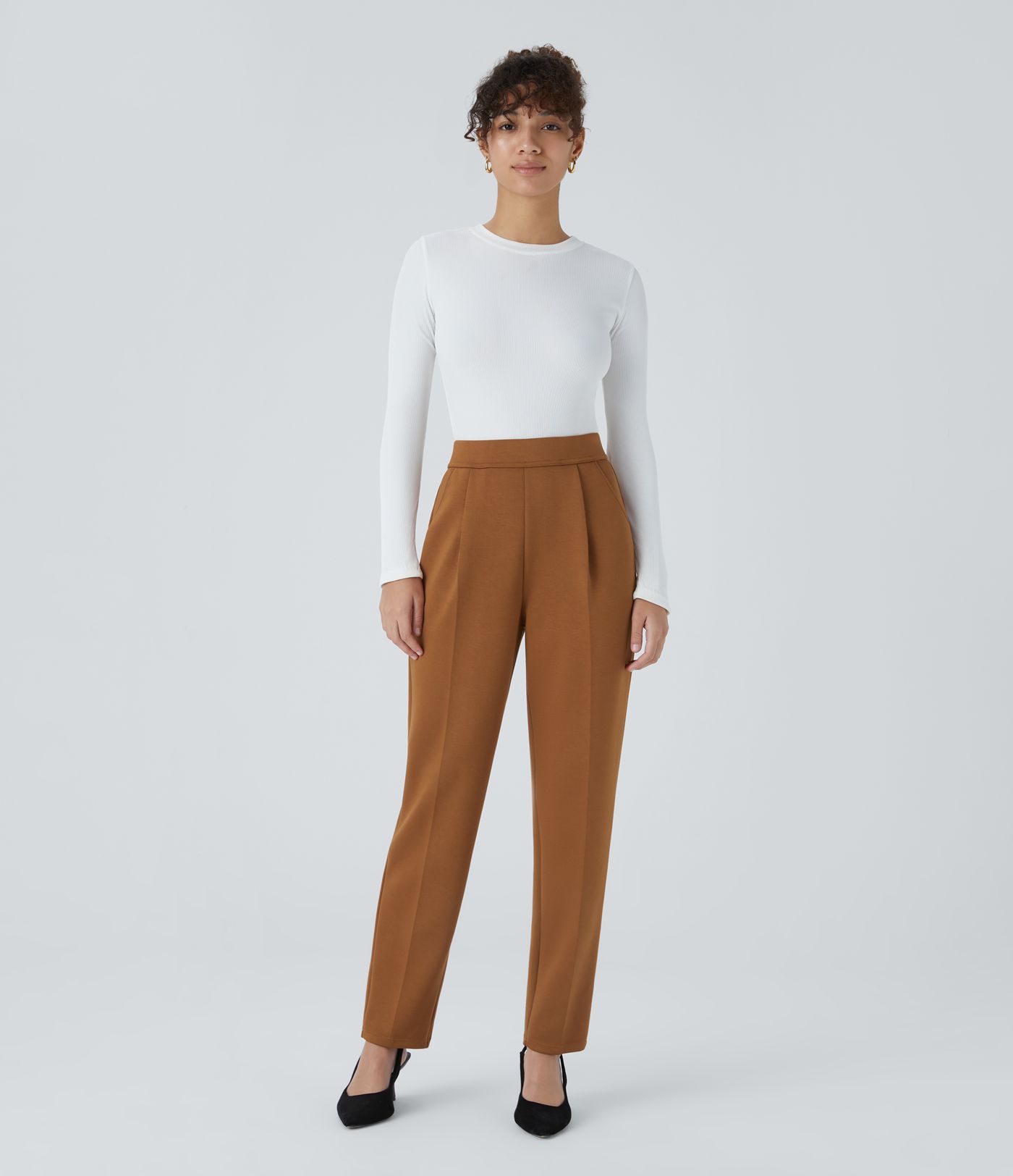 Hohe Taille Tapered Arbeitshose mit Taschen