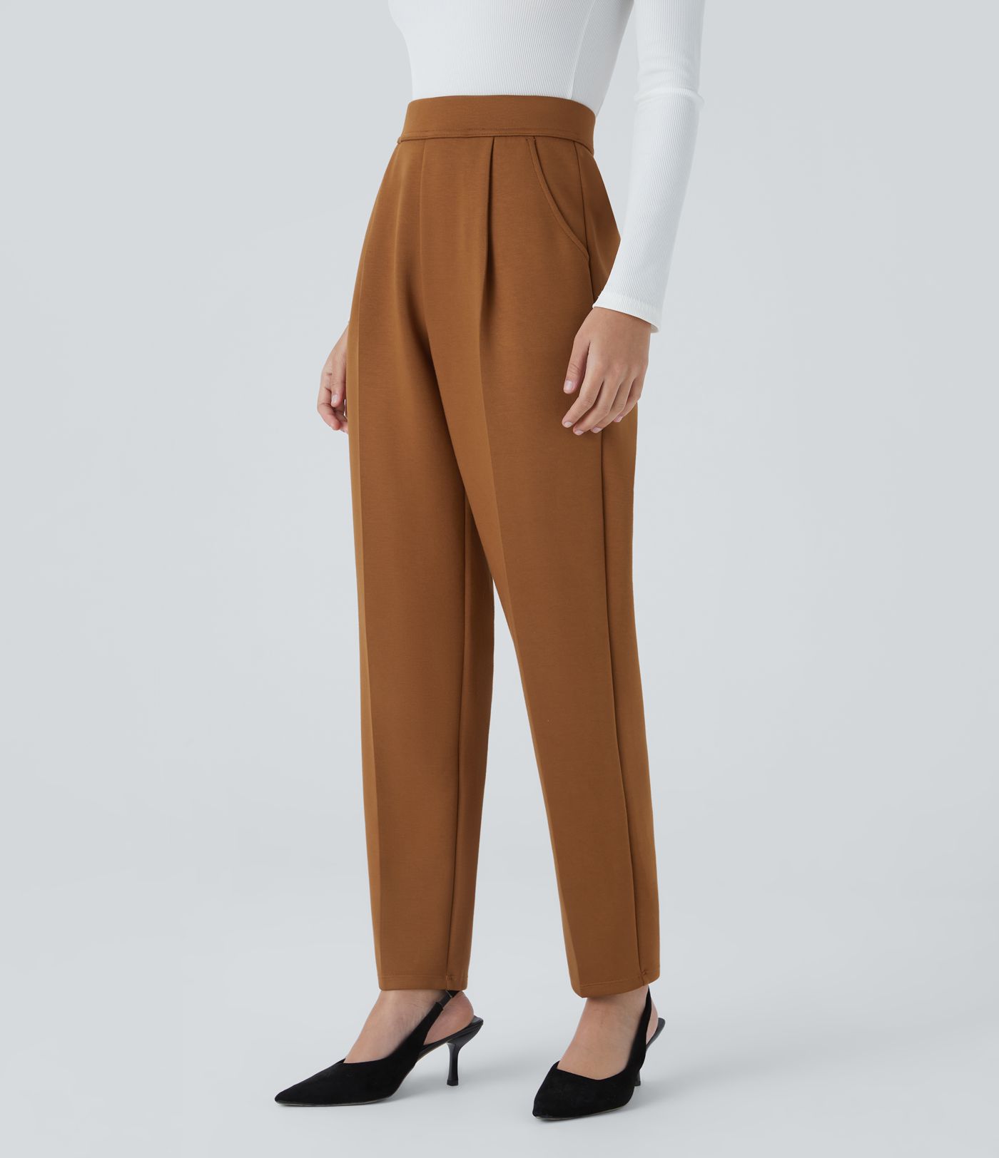 Hohe Taille Tapered Arbeitshose mit Taschen