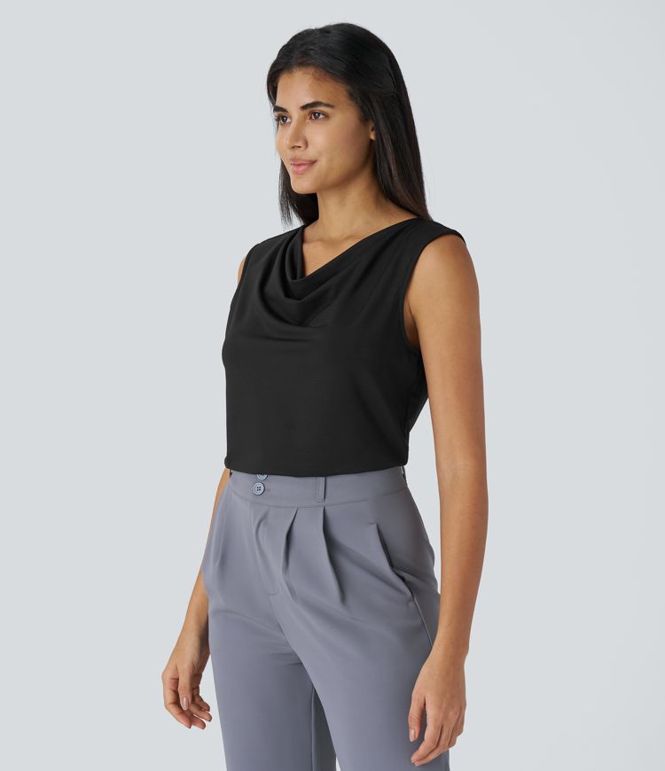 Cowl Neck Sleeveless Work Blouse