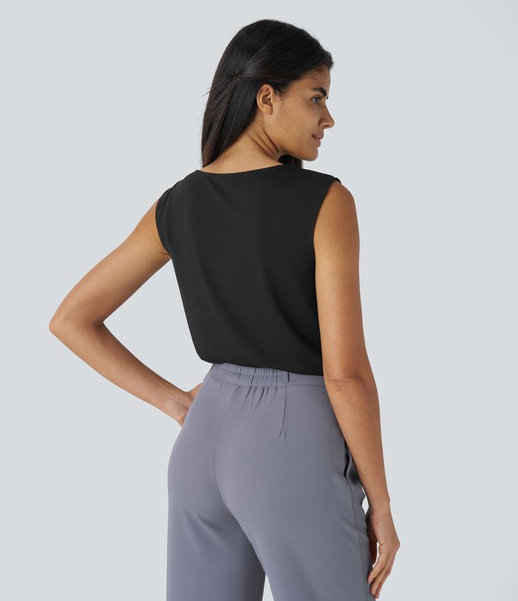 Cowl Neck Sleeveless Work Blouse