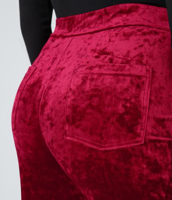 Pantalon en velours taille haute, coupe slim, avec poches et style décontracté