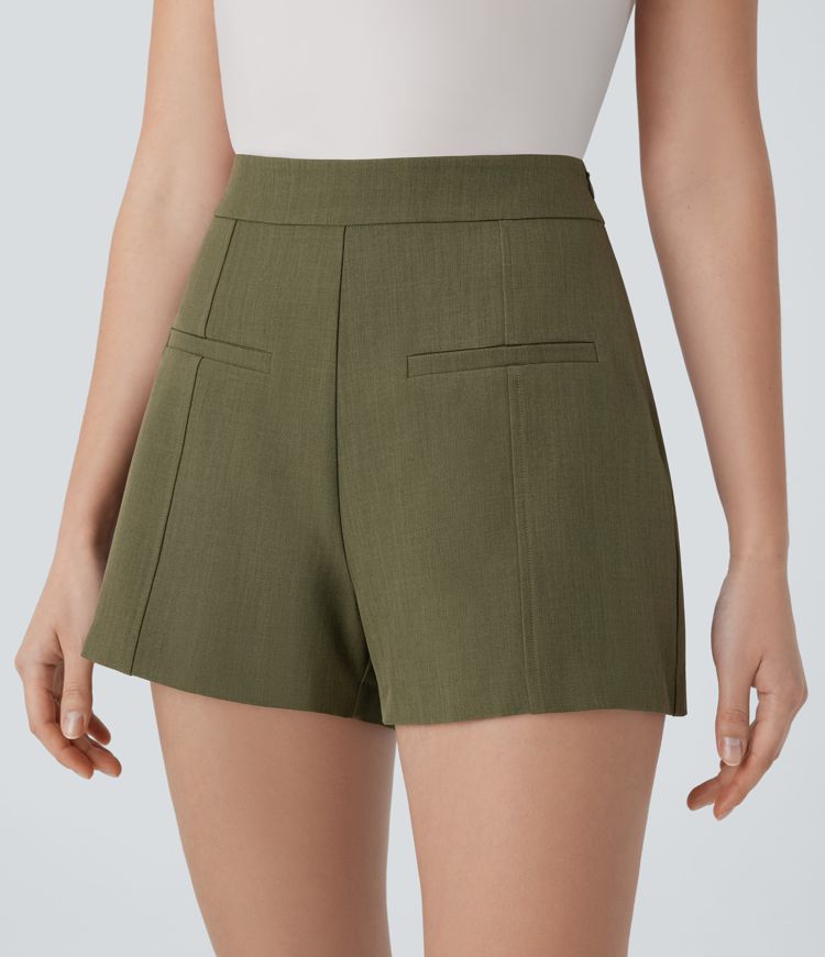 Short tailleur taille haute avec fermeture invisible latérale