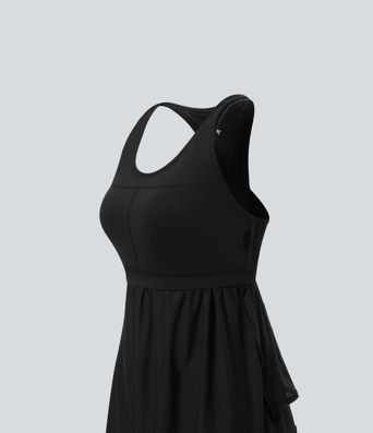 Racerback Curved Hem Stripe Quick Dry Running Tank Top