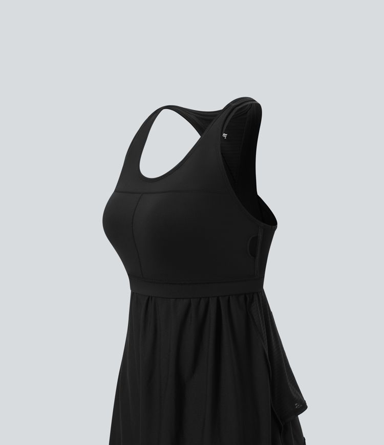 Racerback Curved Hem Stripe Quick Dry Running Tank Top