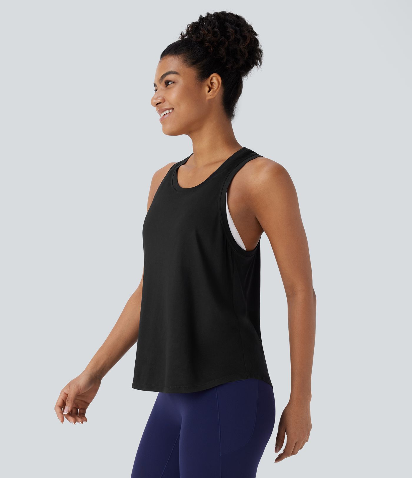Racerback Curved Hem Yoga Sports Top