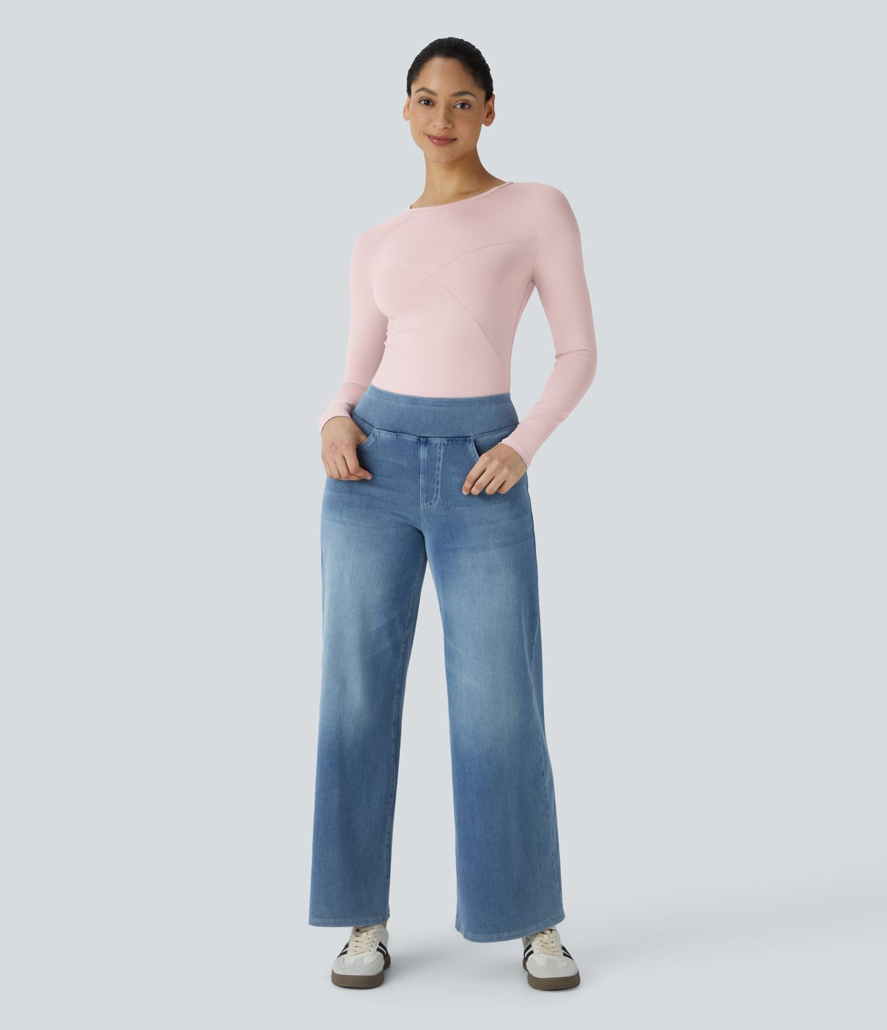 Round neck long sleeve classic skinny casual top