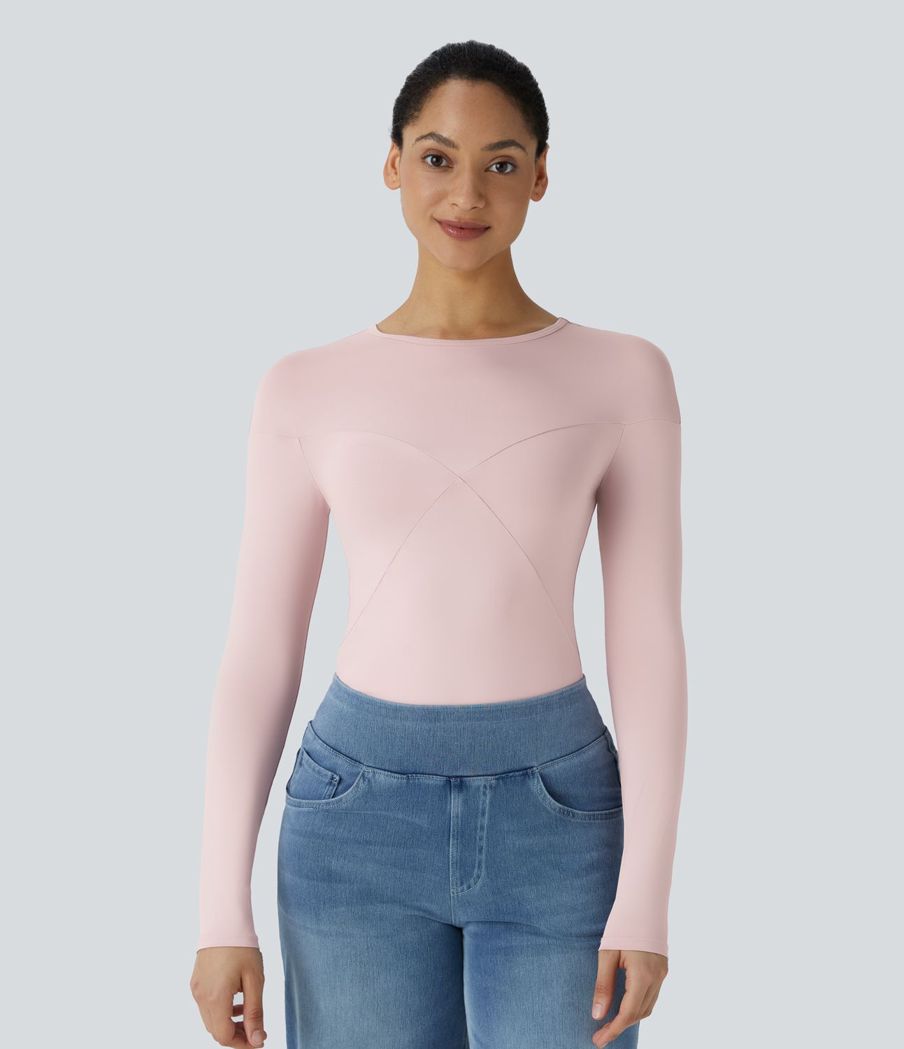 Round neck long sleeve classic skinny casual top