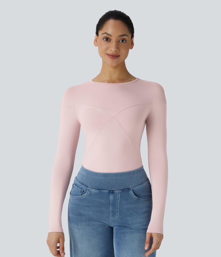Round neck long sleeve classic skinny casual top