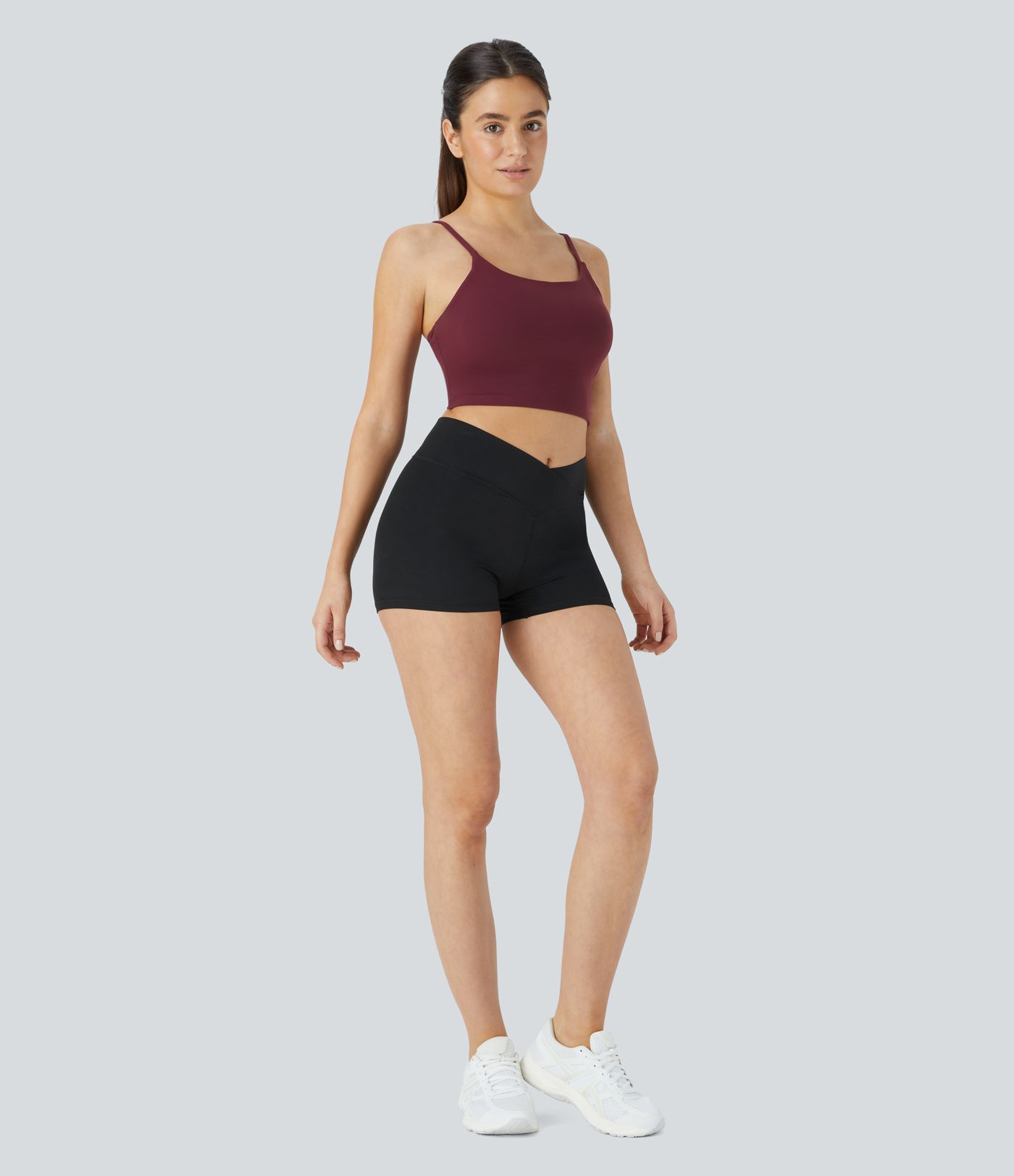 SoftlyZero™ High Waisted Crossover Plain Yoga Biker Shorts 3''-UPF50+