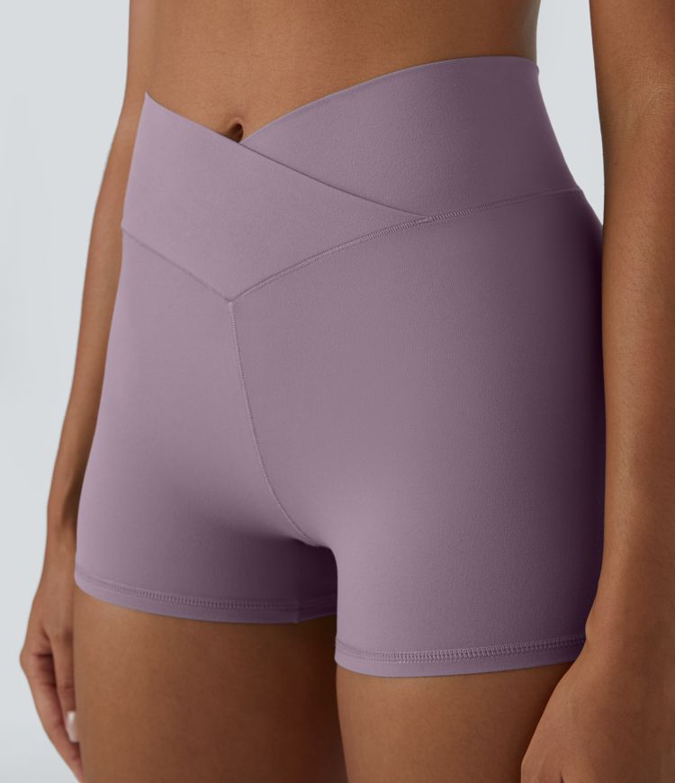 SoftlyZero™ Pantalones Cortos de Yoga para Ciclismo de Cintura Alta y Color Liso 3"-UPF50+