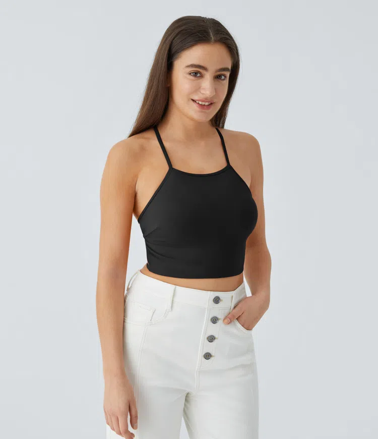 Softlyzero™ Plush Square Neck Backless Crisscross Crop Casual Tank Top
