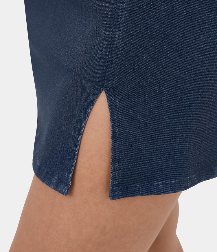 Falda Halara Flex™ Denim mezclilla elástica mini abertura tiro alto