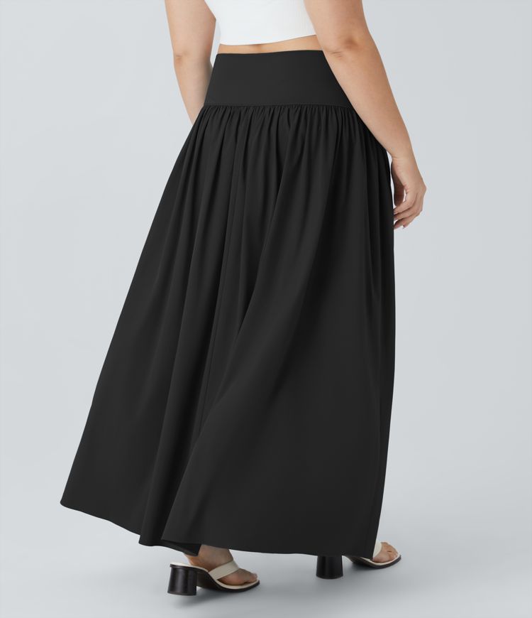 Breezeful™ High Waisted Split 2-in-1 Flowy Quick Dry Maxi Casual Plus Size Skirt