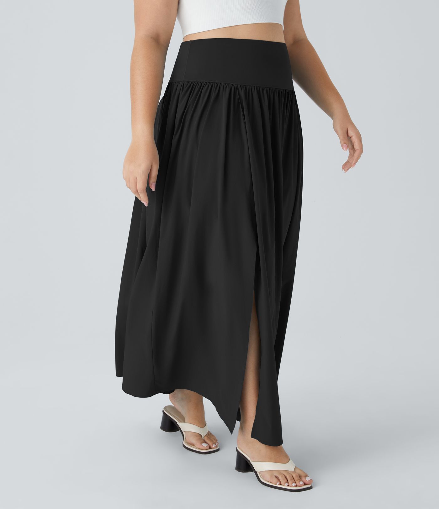 Breezeful™ High Waisted 2-in-1 Flowy Quick Dry Maxi Casual Plus Size Skirt