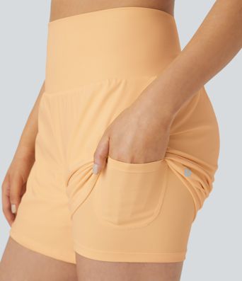 Short yoga 2-en-1 SoftlyZero™ aérien taille super haute toucher frais 12,5 cm avec poches - Longueur extended