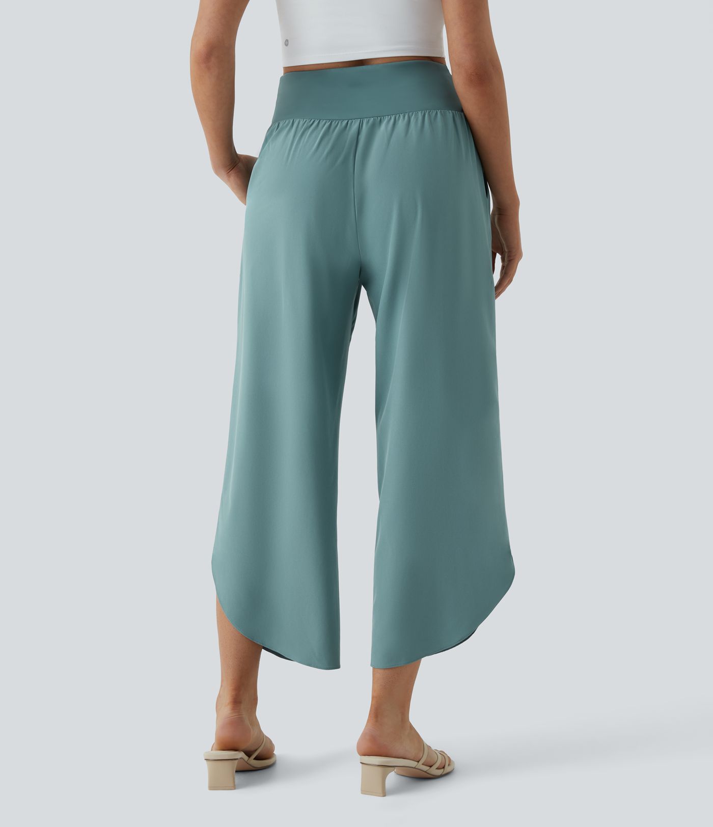 Breezeful™ High Waisted Crossover Side Pocket Split Quick Dry Resort Pants