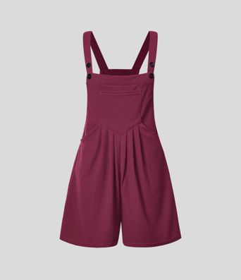Pockets Waffle Casual Short Overalls