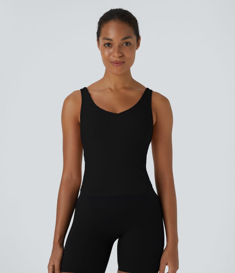 Softlyzero™ Plush Padded V Neck Plain Tank Top
