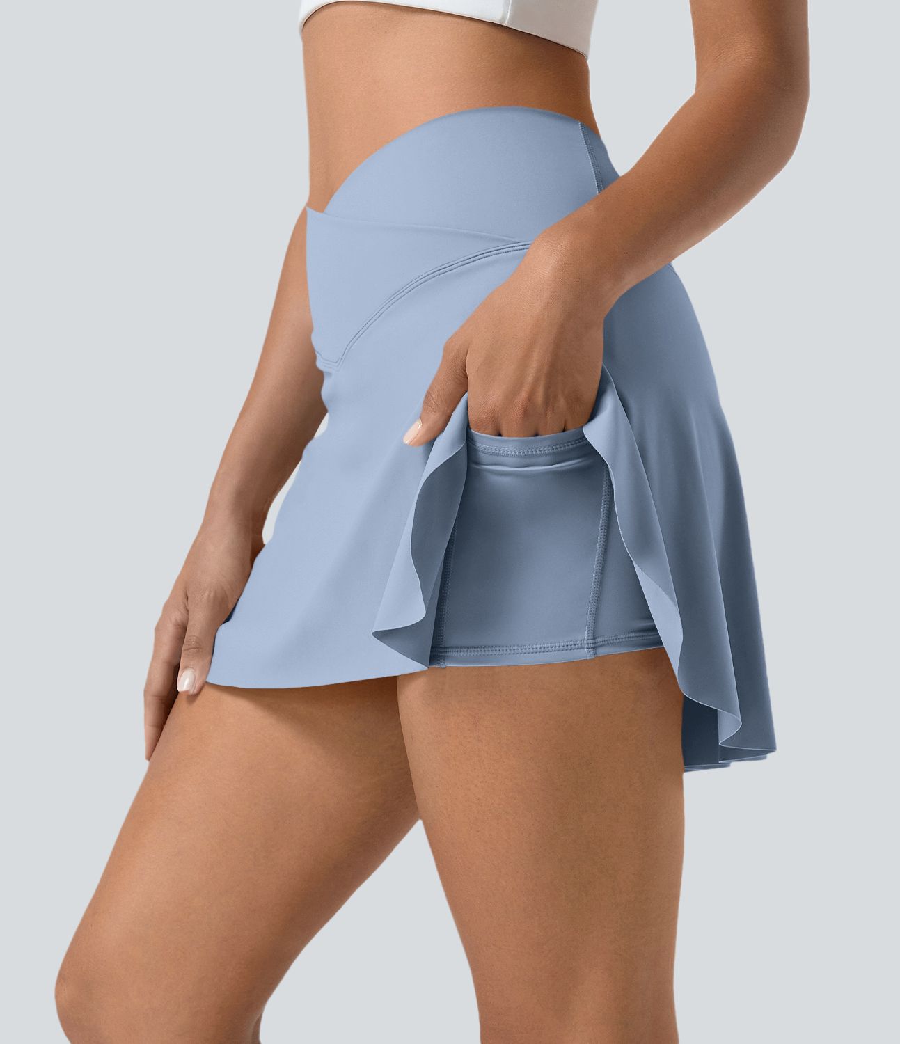 Everyday SoftlyZero™ Airy Crossover 2-in-1 Side Pocket Cool Touch Women Mini Tennis Skirt-UPF50+