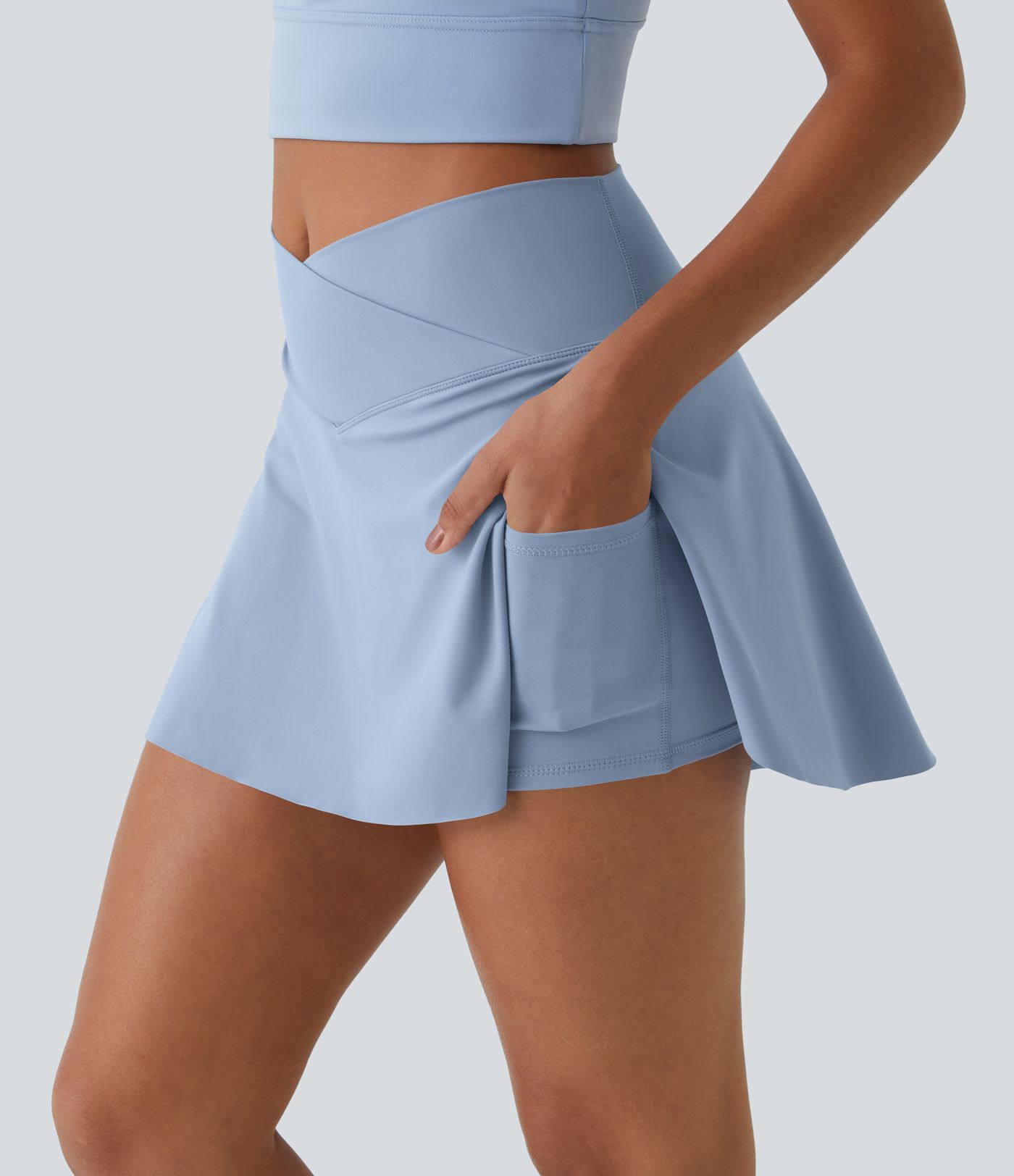 Everyday SoftlyZero™ Airy Crossover 2-in-1 Side Pocket Cool Touch Women Mini Tennis Skirt-UPF50+