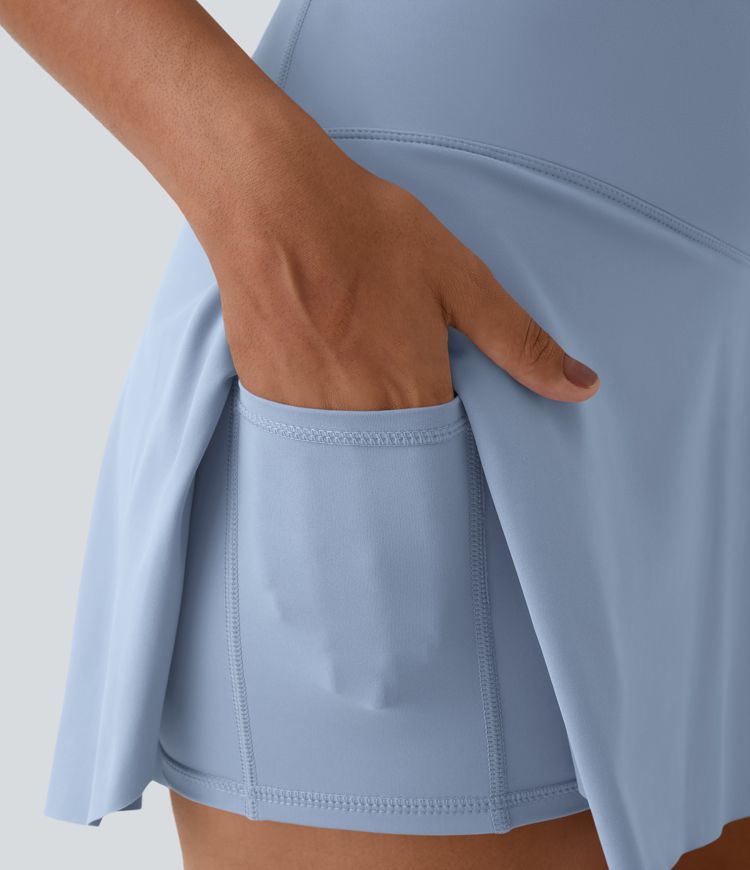 Everyday SoftlyZero™ Airy Crossover 2-in-1 Side Pocket Cool Touch Women Mini Tennis Skirt-UPF50+