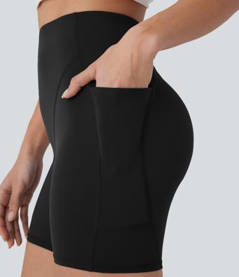 Shorts d'entraînement taille haute avec poches, 5''