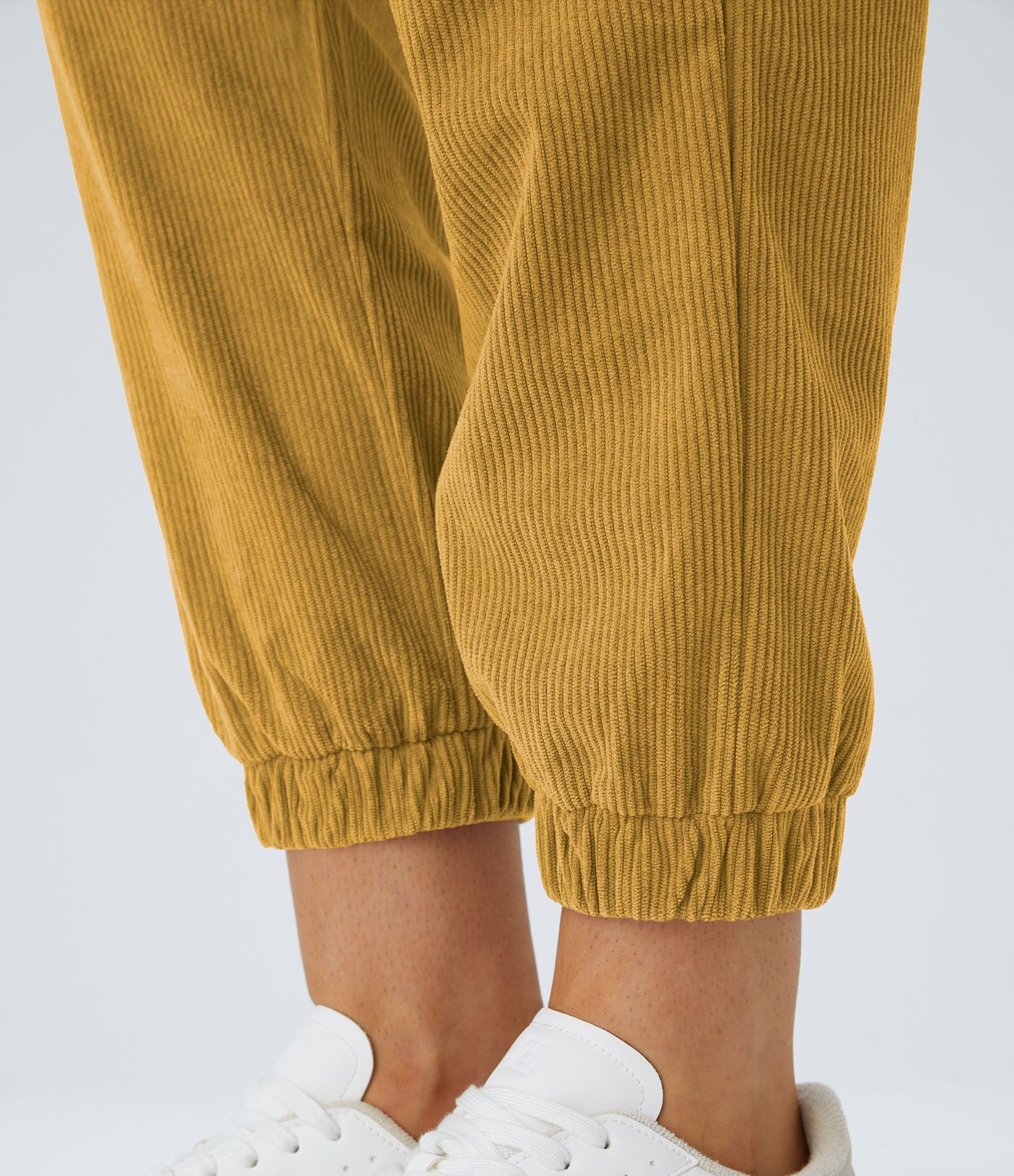 Mid Rise Zipper Pockets Corduroy Casual Joggers