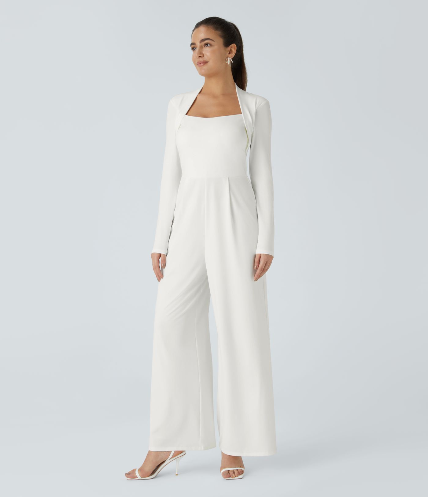 Long Sleeve Wide Leg Bridesmaid & Wedding Guest Jumpsuit