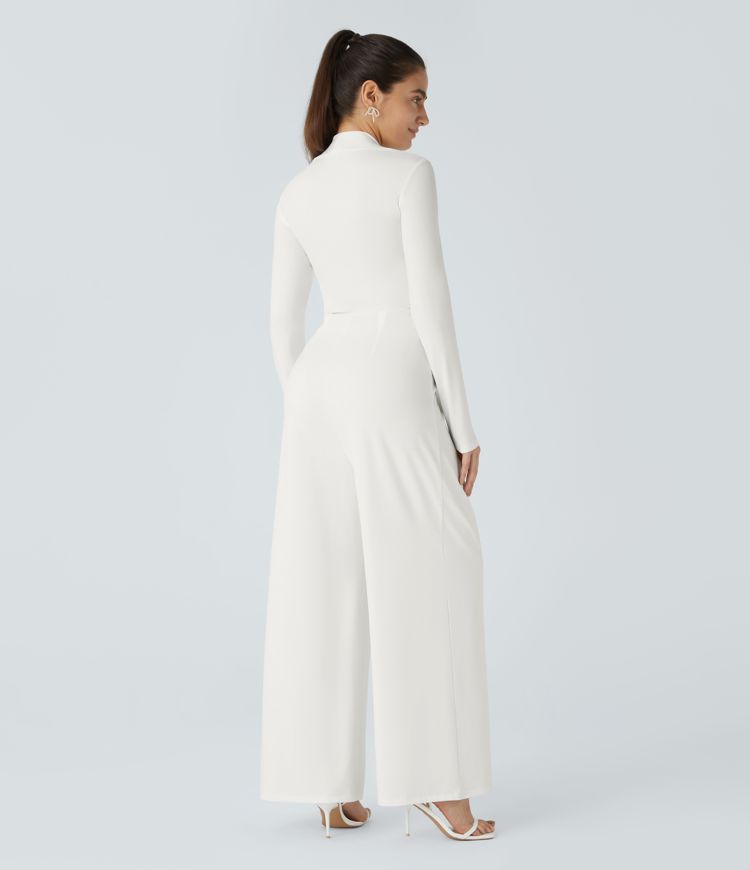 Long Sleeve Wide Leg Bridesmaid and Wedding Guest Jumpsuit