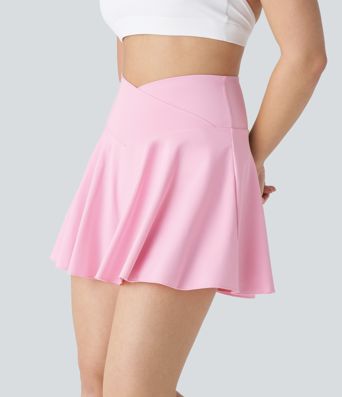 SoftlyZero™ Luftige Komfortable Hohe Taille Überkreuz 2-in-1 Taschen Ausgestellte Cool Touch Tennisrock - Längere Länge - UPF50+ SoftlyZero™ Luftige Komfortable Hohe Taille Überkreuz 2-in-1 Taschen Ausgestellte Cool Touch Tennisrock - Längere Länge - UPF50+