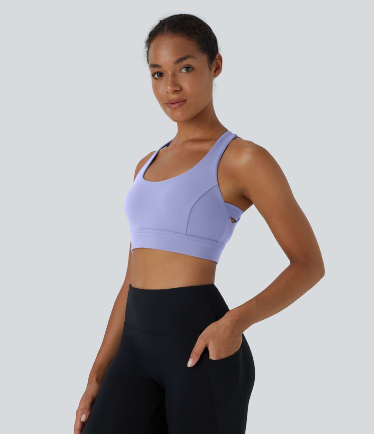 Low Support Backless Racerback Crisscross Yoga Sports Bra