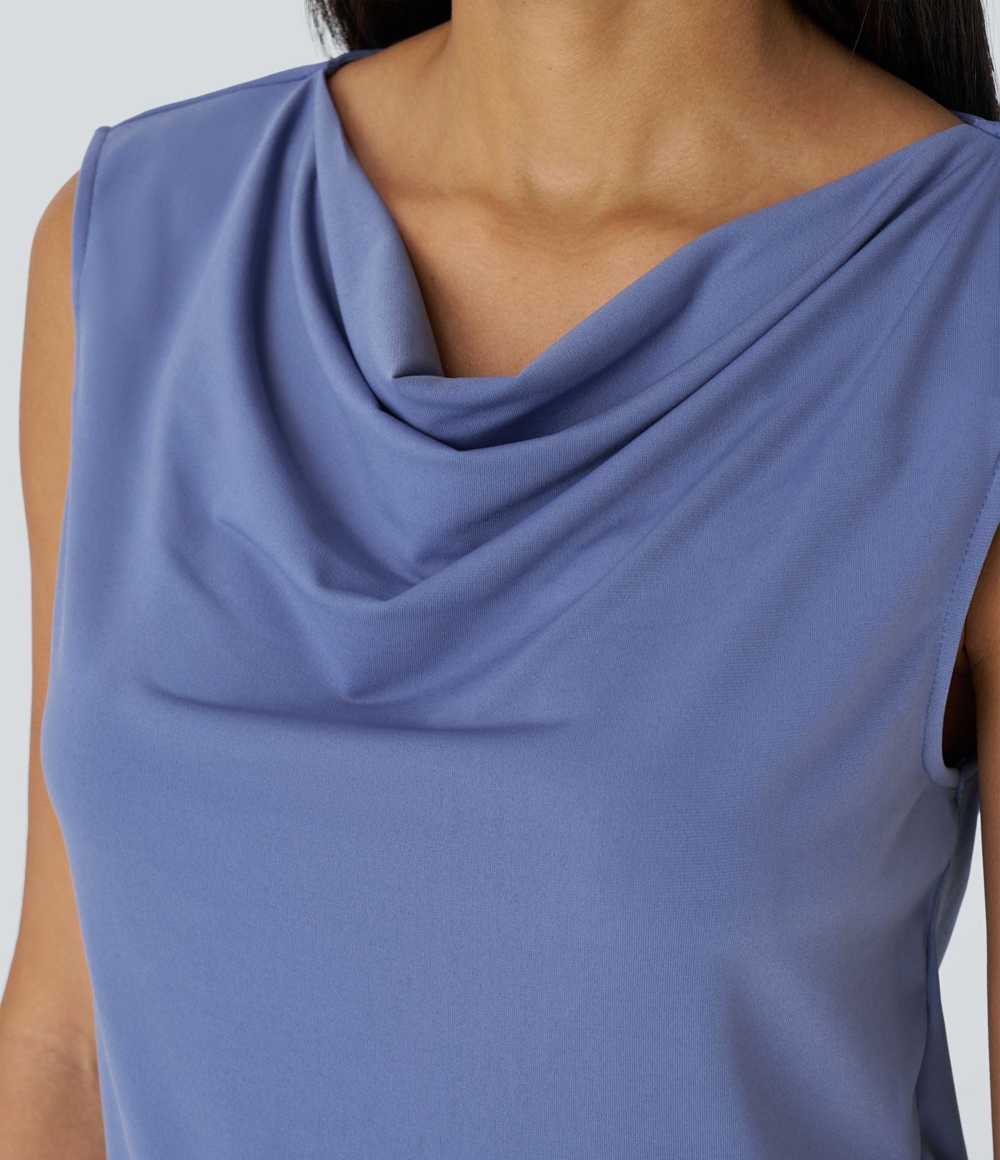 Cowl Neck Sleeveless Work Blouse