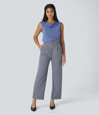 Cowl Neck Sleeveless Work Blouse