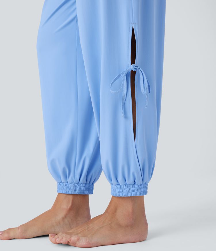 Sleeveless Cut Out Drawstring Pocket Cool Touch Yoga Jumpsuit-UPF50+