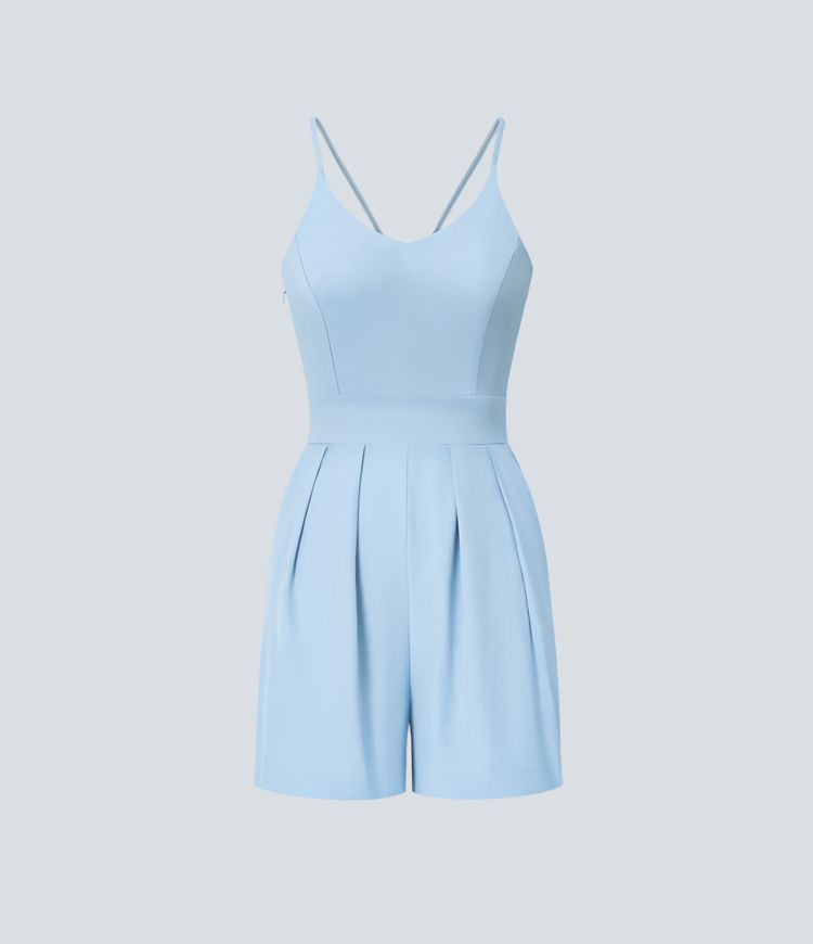 Breezeful™ Combishort Dos Nu Poche Zippée Invisible Sur le Côté Jambe Large Séchage Rapide