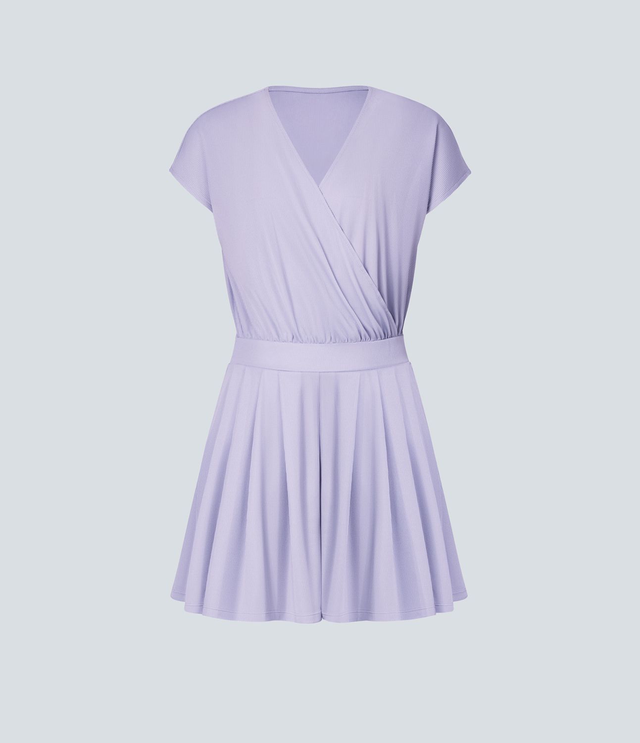 V Neck Short Sleeve Pocket Waffle Casual Romper