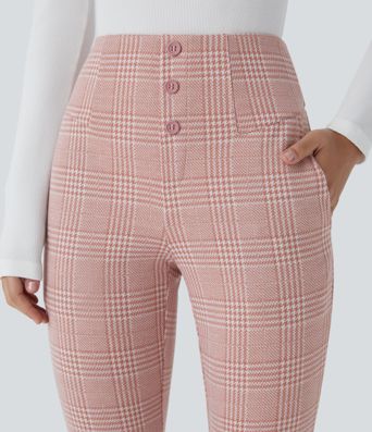 Halara Flex™ High Waisted Houndstooth Plaid Skinny Work Pants with Pockets
