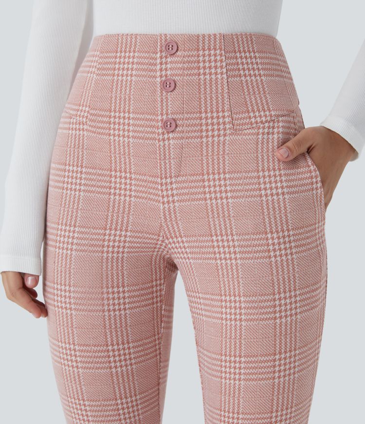 Halara Flex™ High Waisted Houndstooth Plaid Skinny Work Pants with Pockets