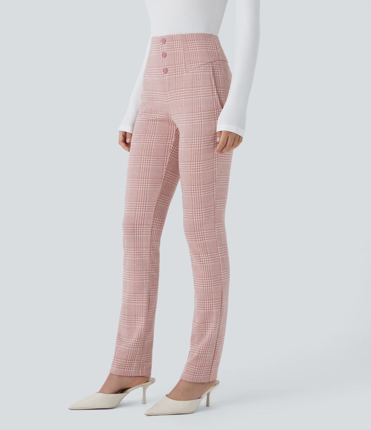 Halara Flex™ High Waisted Houndstooth Plaid Skinny Work Pants with Pockets