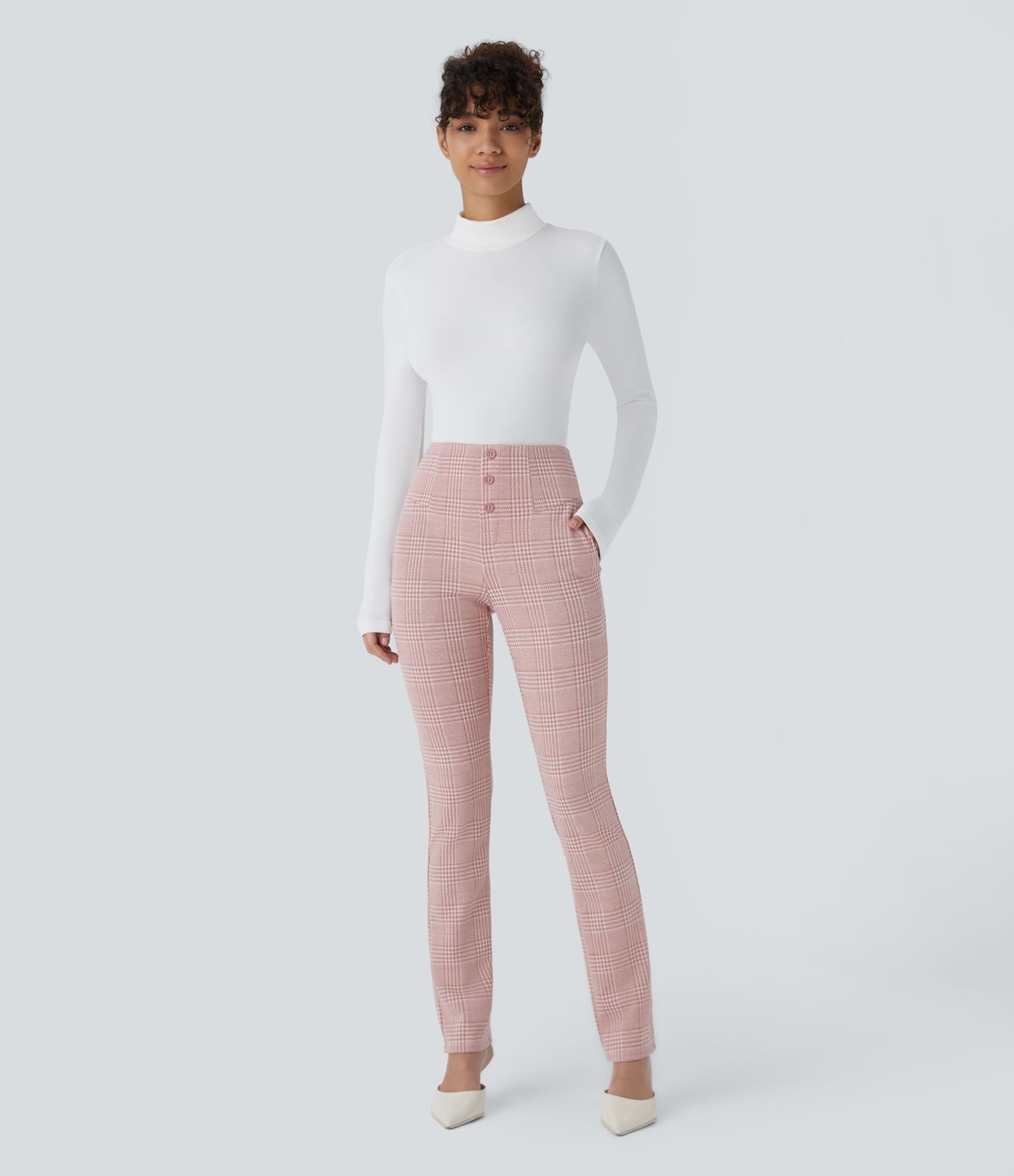 Halara Flex™ High Waisted Houndstooth Plaid Skinny Work Pants with Pockets