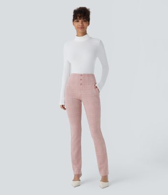 Halara Flex™ High Waisted Houndstooth Plaid Skinny Work Pants with Pockets