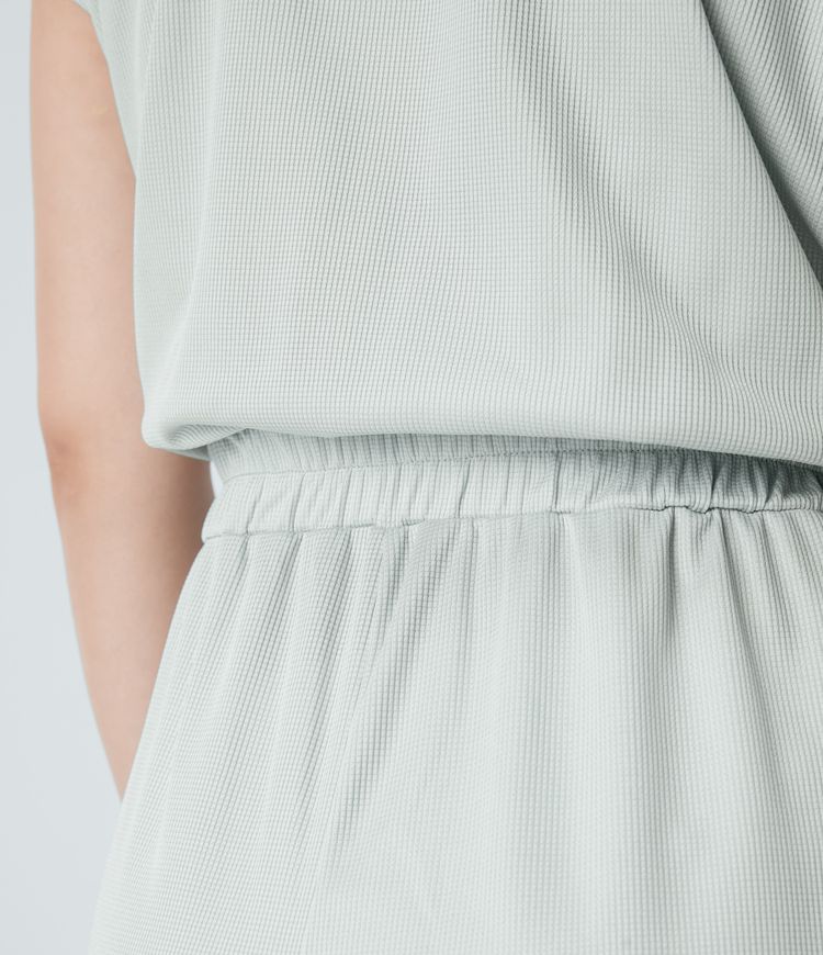 V Neck Short Sleeve Side Pocket Wide Leg Flowy Waffle Casual Jumpsuit