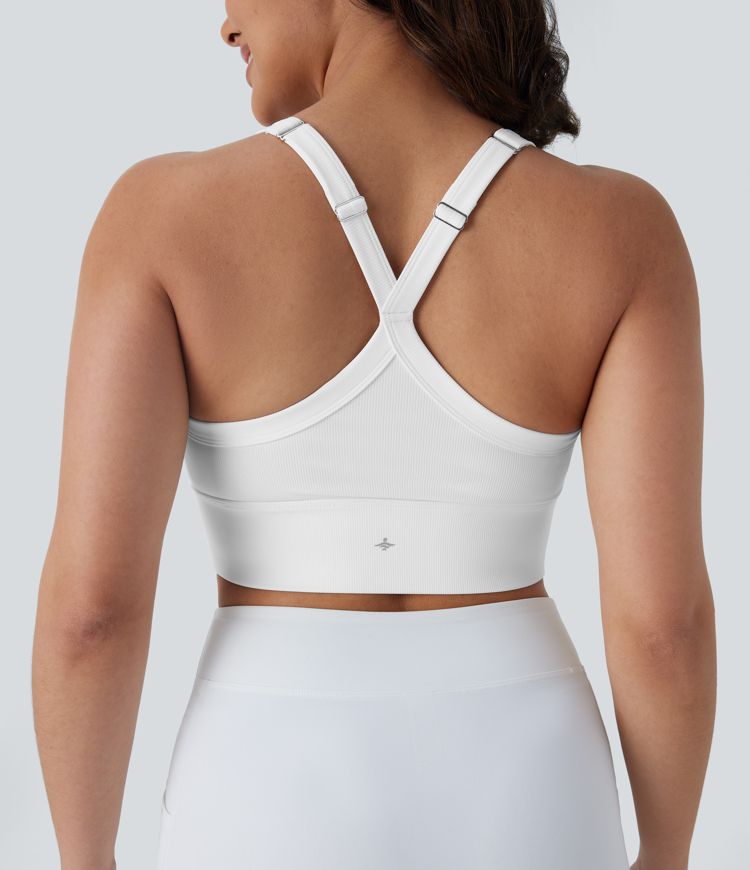 Débardeur de yoga court Flow Patitoff™ anti-poils d'animaux à dos nu et bretelles ajustables